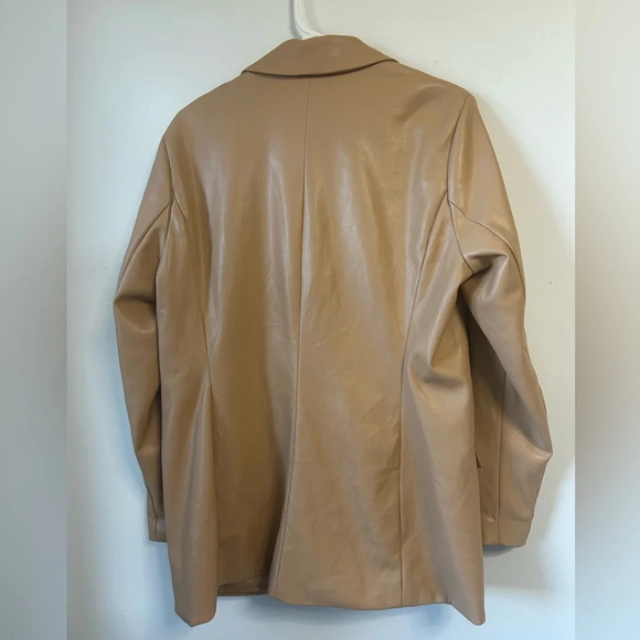 Abercrombie & Fitch Vegan Leather Tan Blazer - Picture 2 of 4